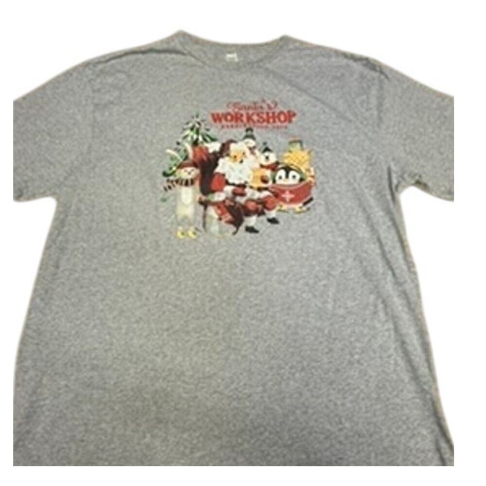"Santa's Workshop" Gray T-Shirt Mens  SZ XL Vintage Santa Graphic‎ Dad Core Papa
